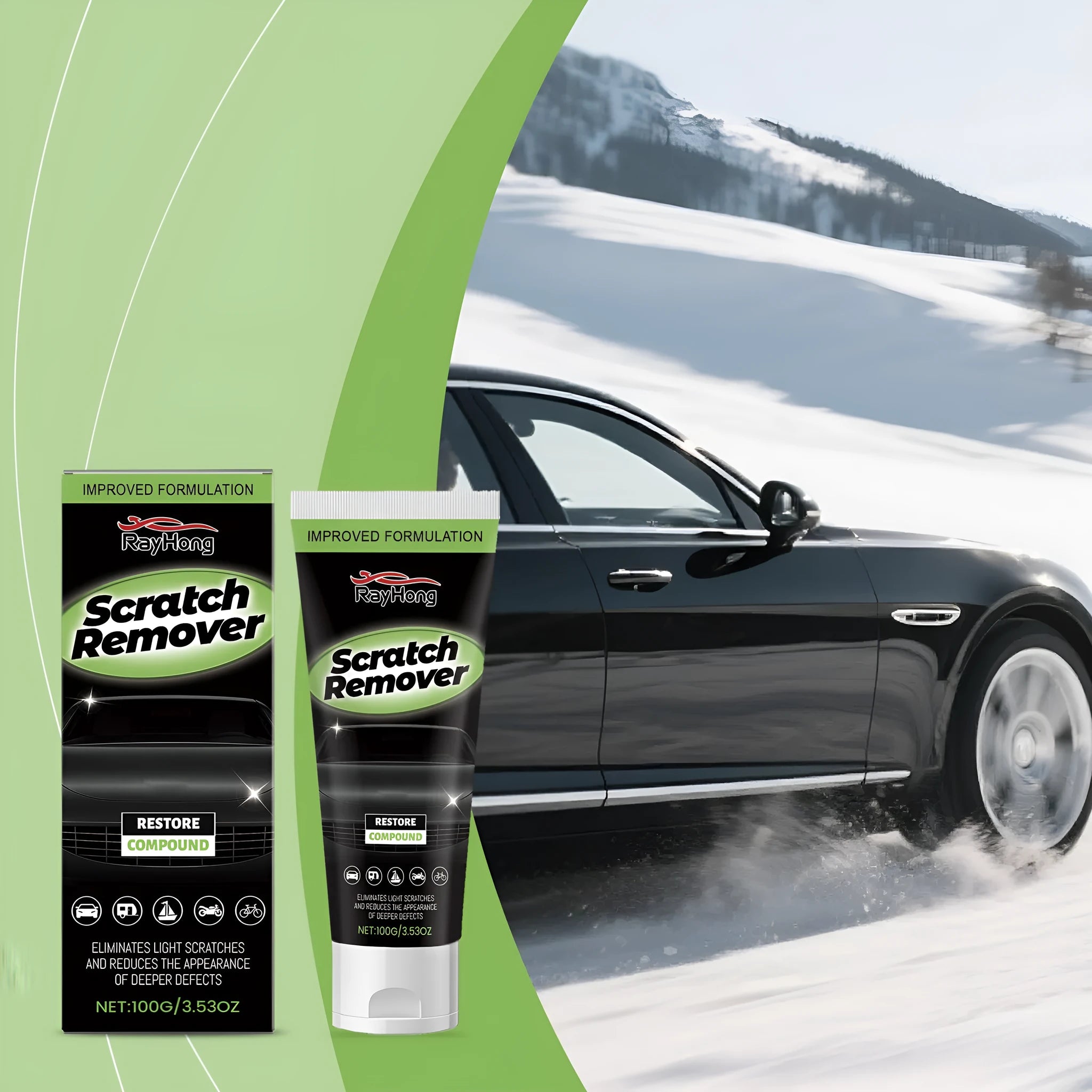 100g tube of car scratch repair cream with applicator pad for clear coat imperfections