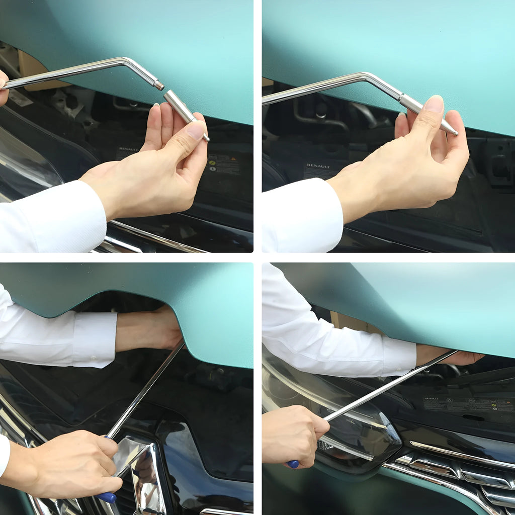 Three alloy steel car dent repair tools for vehicle body panel straightening and maintenance
