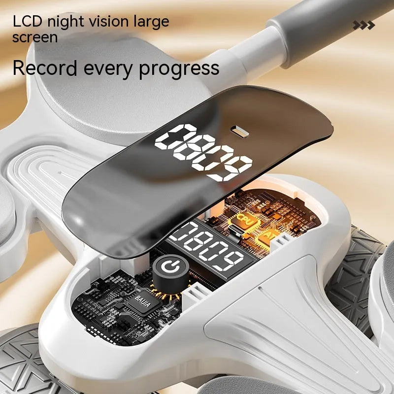 White belly rolling fitness equipment with LED timing counting screen