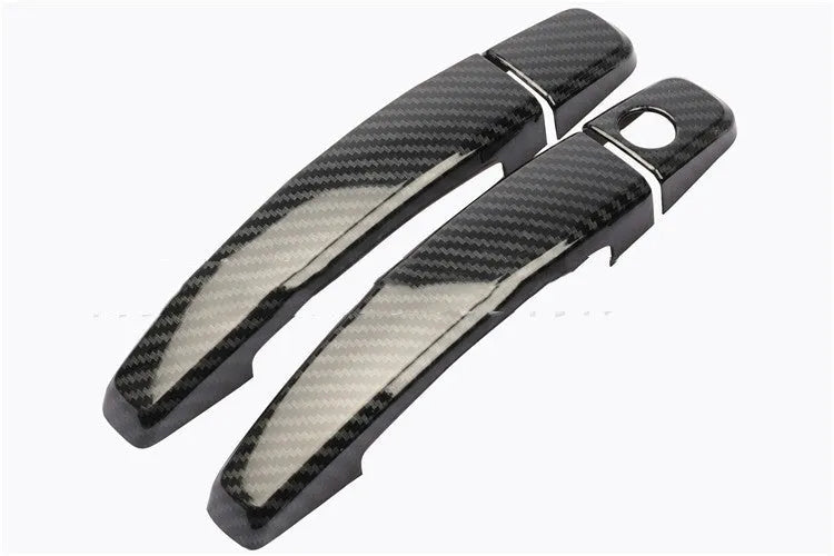 Carbon fibre pattern door handle trim for Opel Vauxhall Astra vehicles