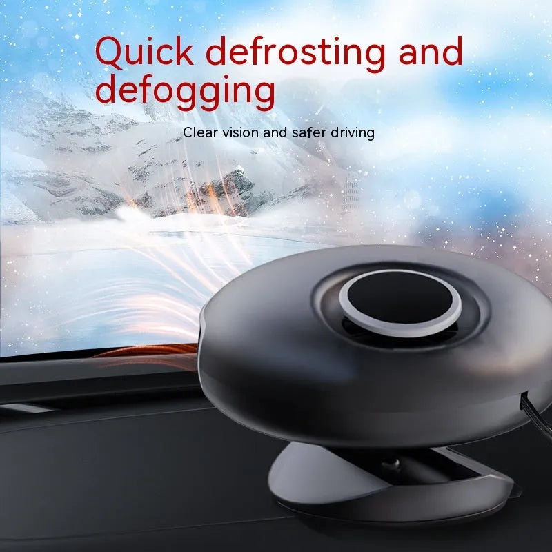 Black car warm air blower heater with 130cm cable for 12V and 24V vehicle defrosting
