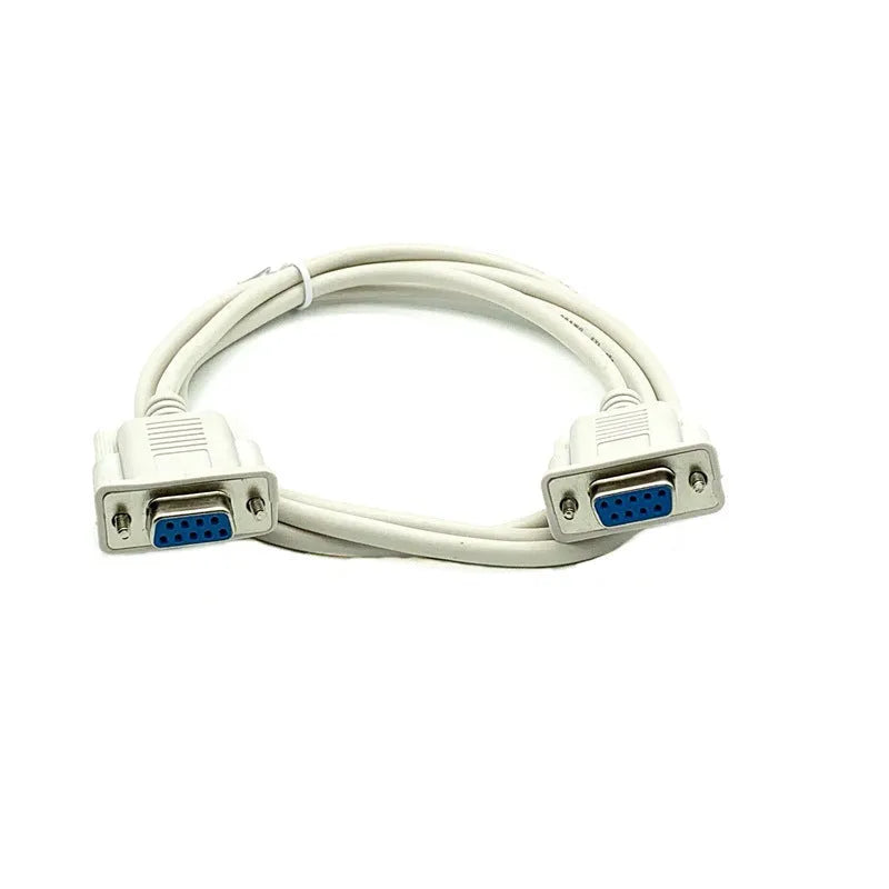 Milky white DB9 female-to-female serial cable measuring 1.5 metres in length