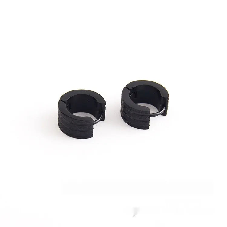 Geometric titanium steel frosted three-line earrings in Korean style with electroplated finish