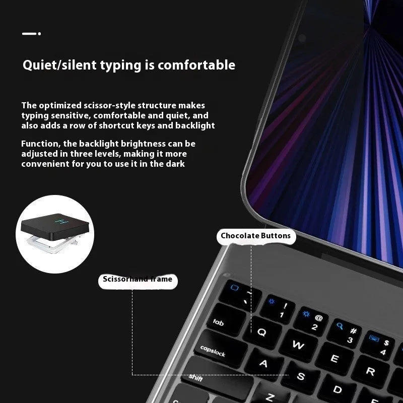 iPad magnetic suction keyboard with protective cover in black, white, pink, purple or blue colour with embossed finish