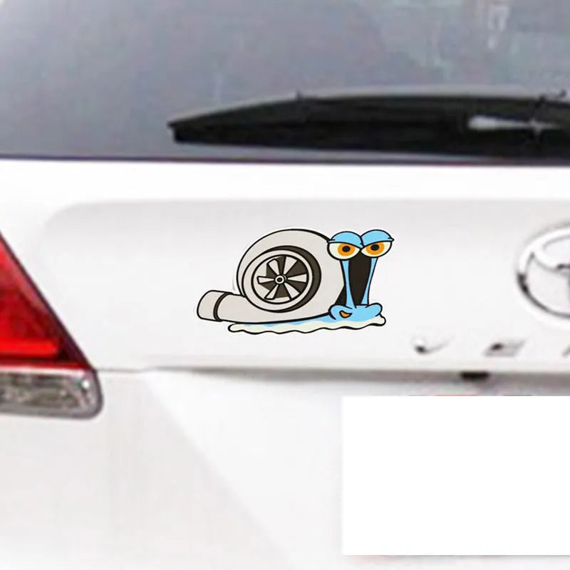 Reflective car sticker with snail cartoon pattern measuring 12cm by 8cm