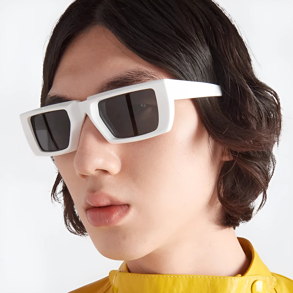 UV400 PC full-frame sunglasses in Y2K style colours on display