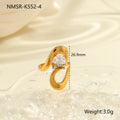 Geometric stainless steel zircon ring with open mouth adjustable design on a hand.