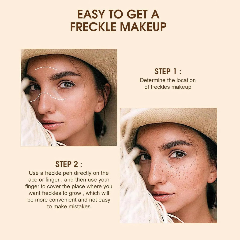 Dark brown waterproof freckle pen with precision tip for natural-looking face and body makeup.