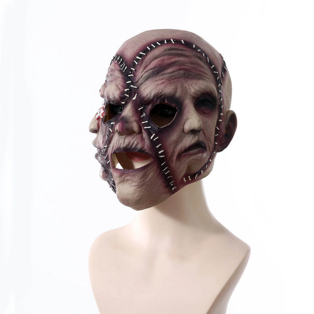 Three-sided grimace horror mask made from natural latex for adult Halloween and costume events
