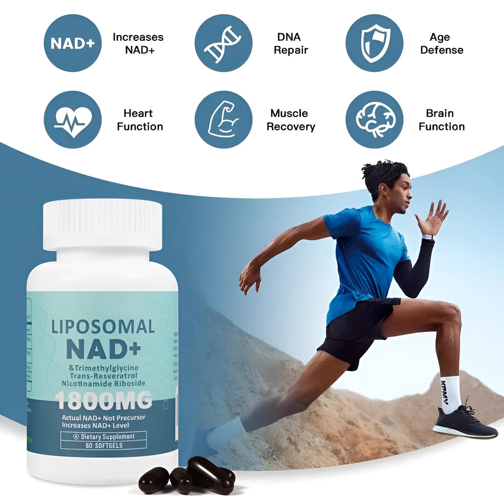 Bottle of Nicotinamide Mononucleotide NMN gel capsules dietary supplement.