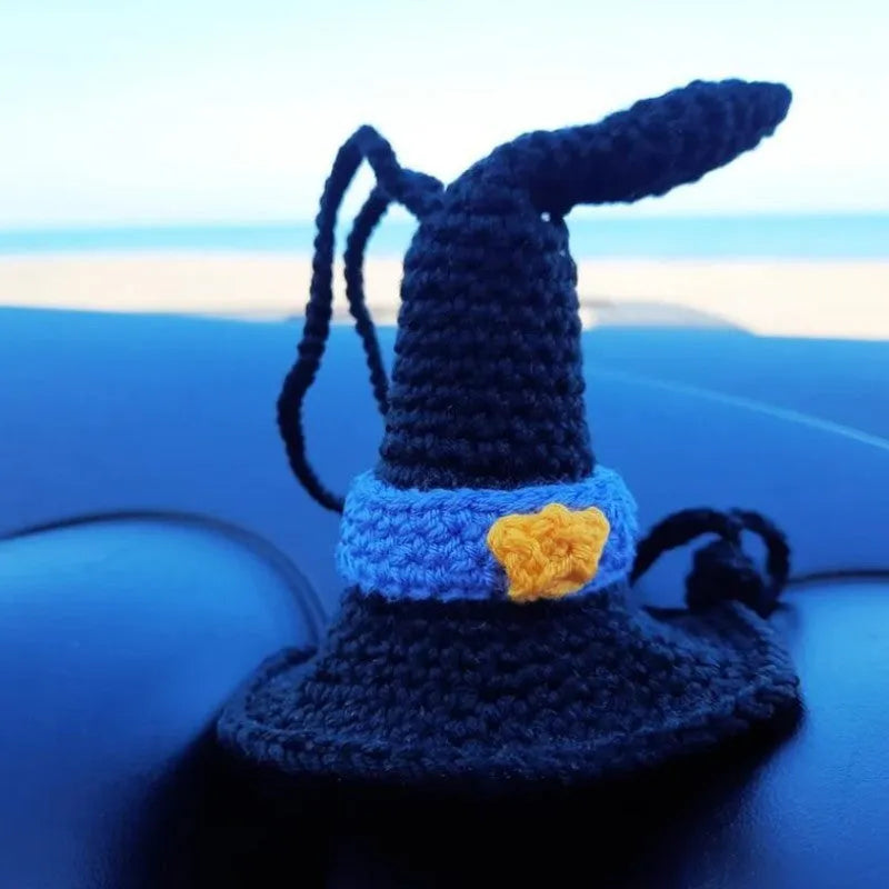 Plush hand-woven cartoon automobile hanging ornament for rear-view mirror decoration