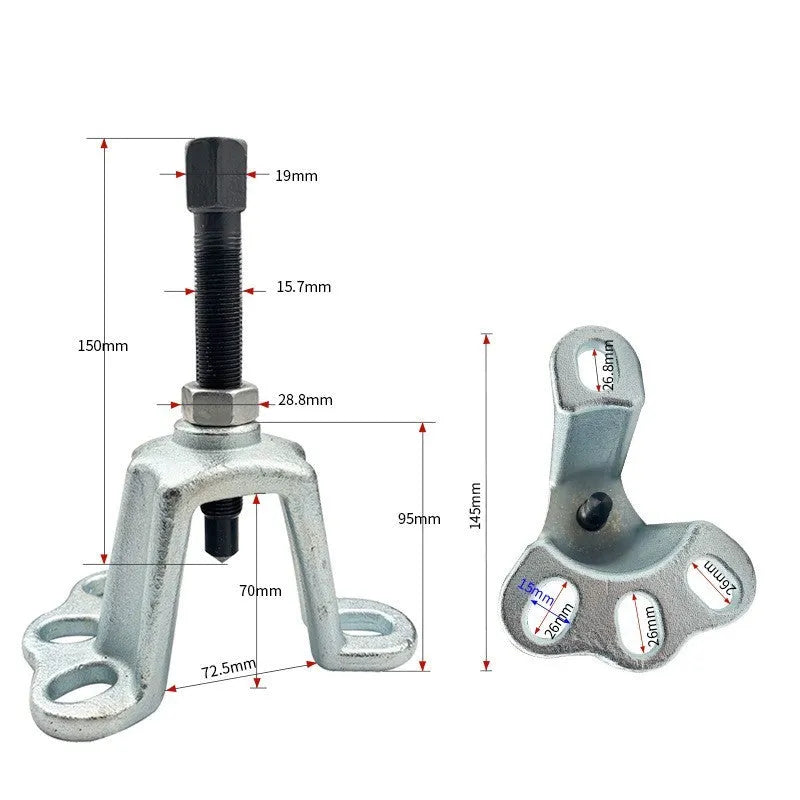 Chrome vanadium steel brake drum and wheel hub dismantlement tool with three style options A, B, and C.