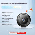 Wireless WiFi security monitor with 360-degree rotation showing black circular design