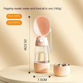 Portable dog water bottle and feeder in brown colour with attached food container.