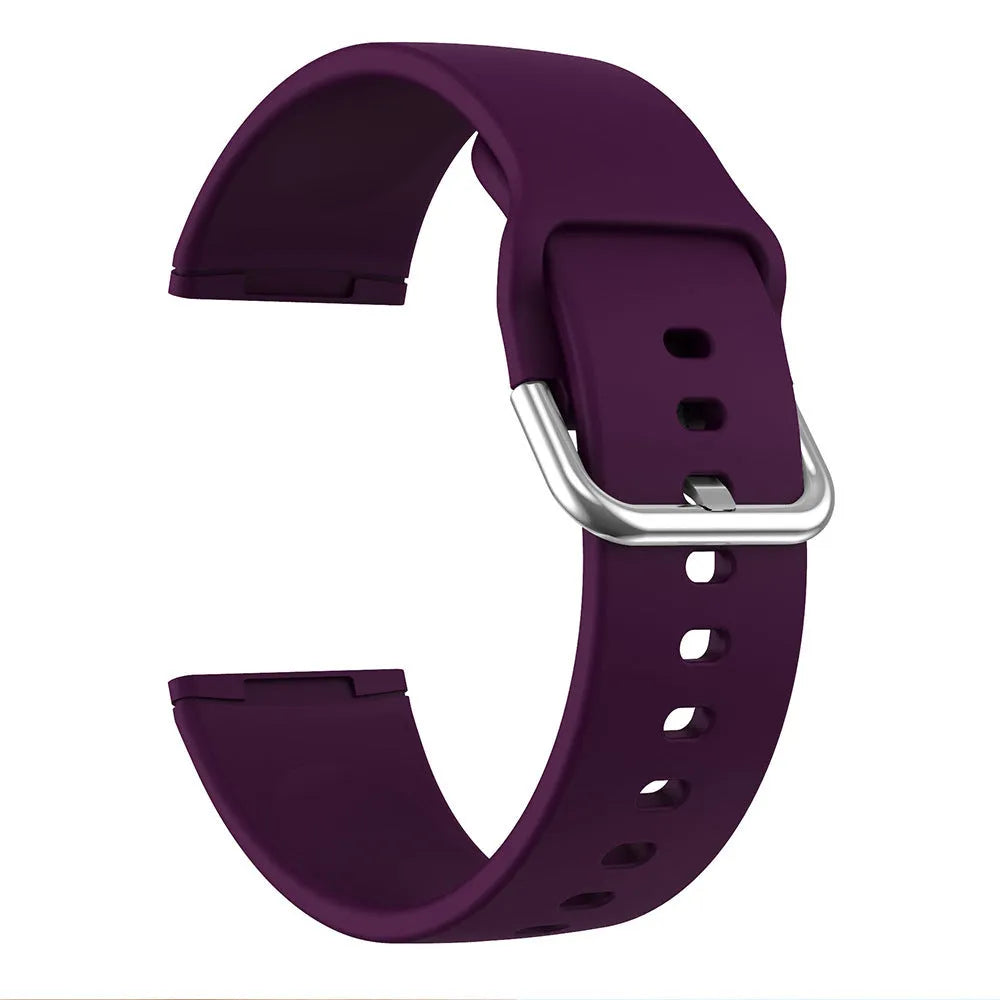 Fitbit Versa 3 and Sense 2 silicone replacement strap with silver buckle in one of twelve colour options.