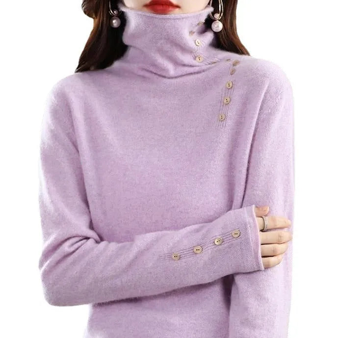 Women's knitted pullover shirt in slim fit with short 40cm length and 3D pattern detail