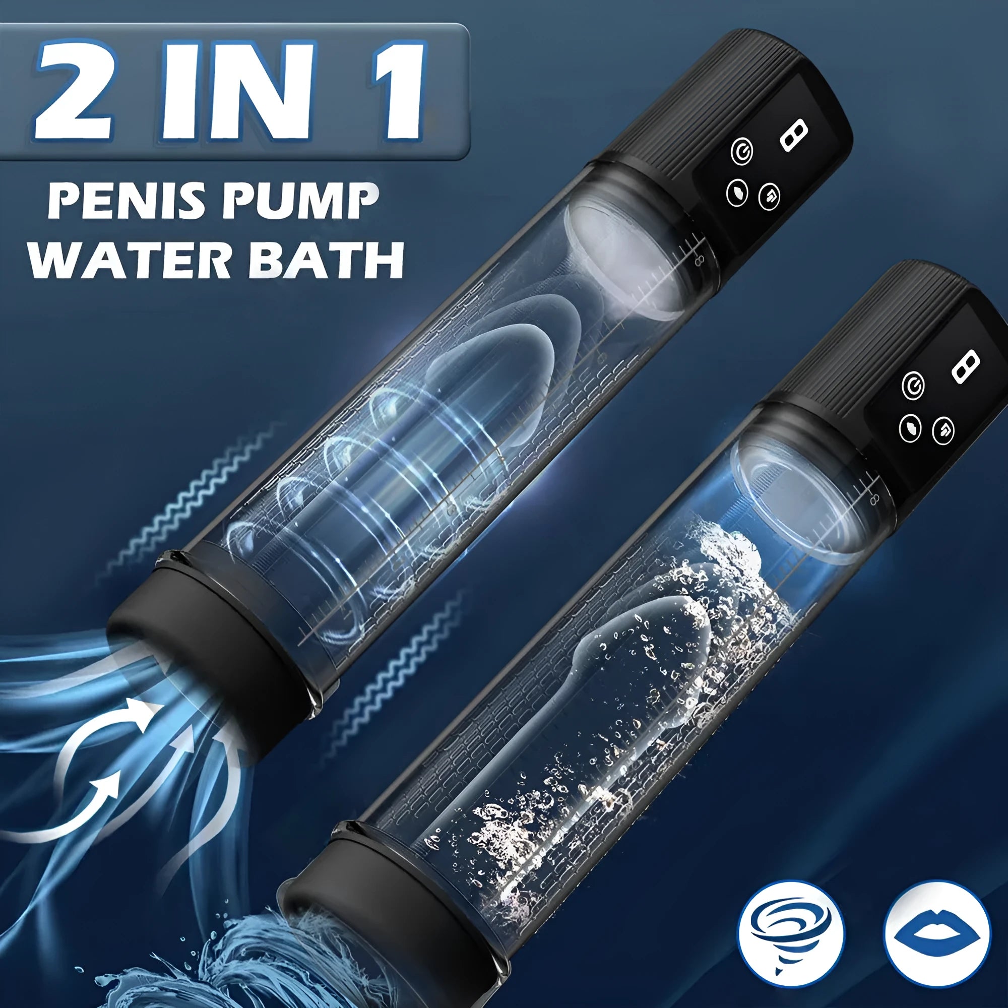 Electric penis pump vacuum trainer for men made from ABS and TPE materials.