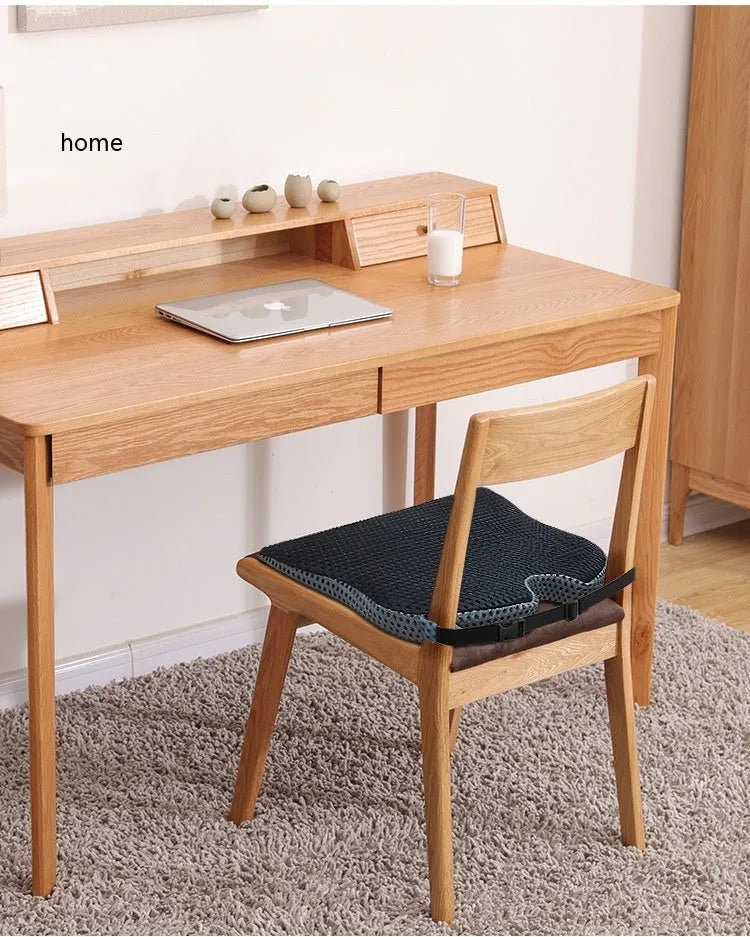 Memory foam car and office chair cushion with fixed attachment strap