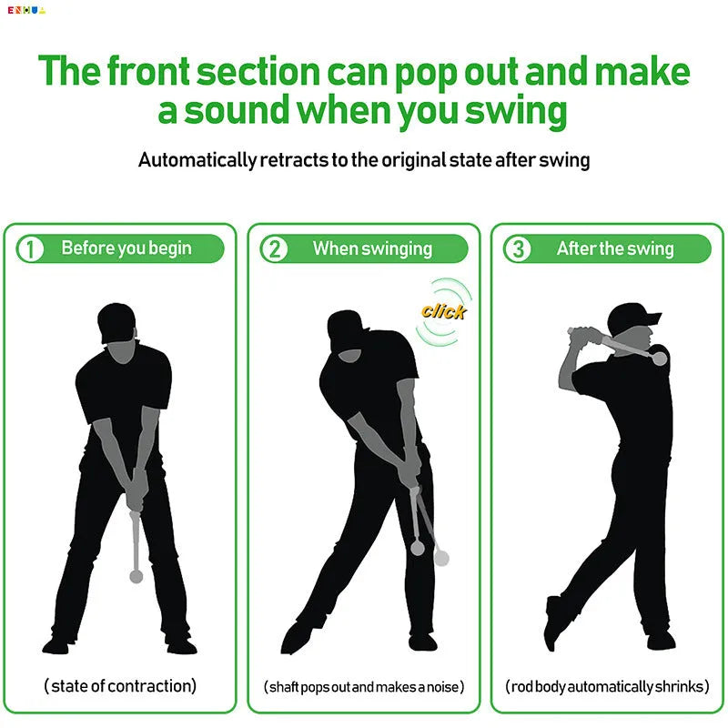 Telescopic golf swing simulator trainer in stainless steel with adjustable height