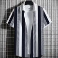 Men's striped short sleeve linen T-shirt with 3D printed texture, shown in multiple colour options.