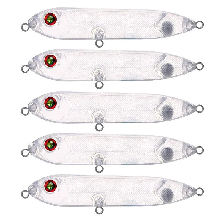 Transparent 9.5cm fishing lure blank body with 7mm hook eye hole