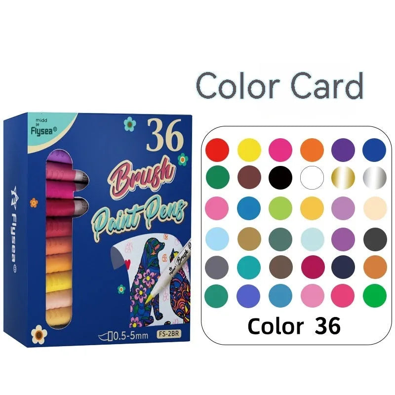 Set of soft-head gouache marker pens for hand painting and graffiti art in multiple colour configurations
