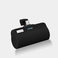 Cylindrical aluminium shell universal power bank in black, green, pink, or white for mobile phone charging.
