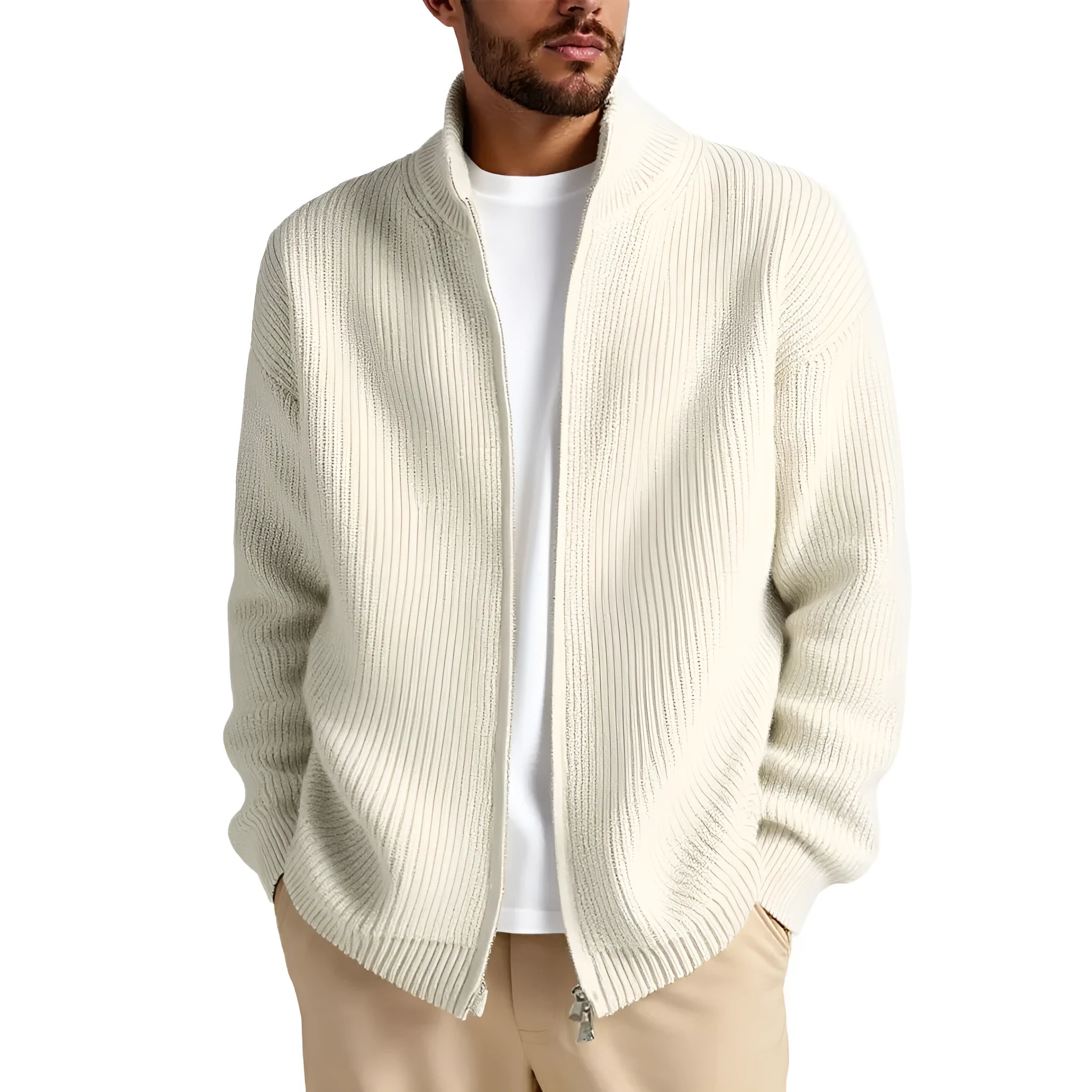 Loose fit men's acrylic blend cardigan sweater for casual wear in multiple colours.