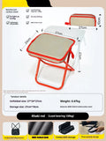 Lightweight foldable camp chair stool in khaki colour, shown both set up and folded into its compact pencil box carry case.