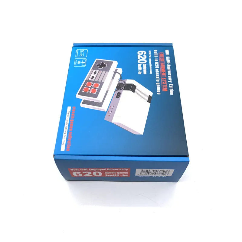 NES 8-bit retro game console with two controllers, measuring 18.3x14.3x7cm with AV interface