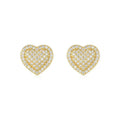 S925 silver moissanite heart stud earrings with gold finish, simple design