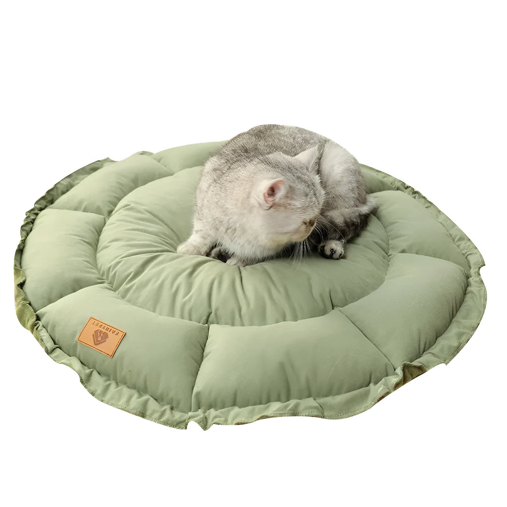 Grey reversible donut pet bed with raised bolsters for cats and small dogs