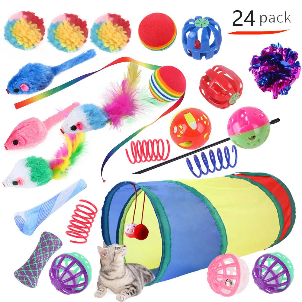 Plastic cat channel toy maze with colourful tracks and accessories for feline play