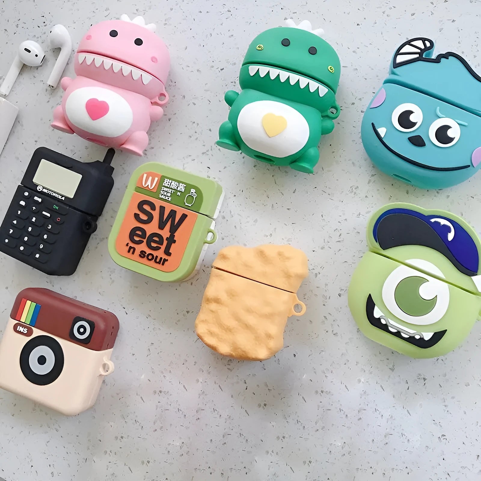 Cartoon animal silicone case for AirPods 1 and 2 charging case in seven colour options