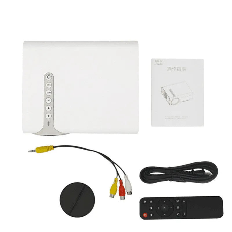 Black or white YG530 mini mobile phone projector with LED lens and wireless screen mirroring capability