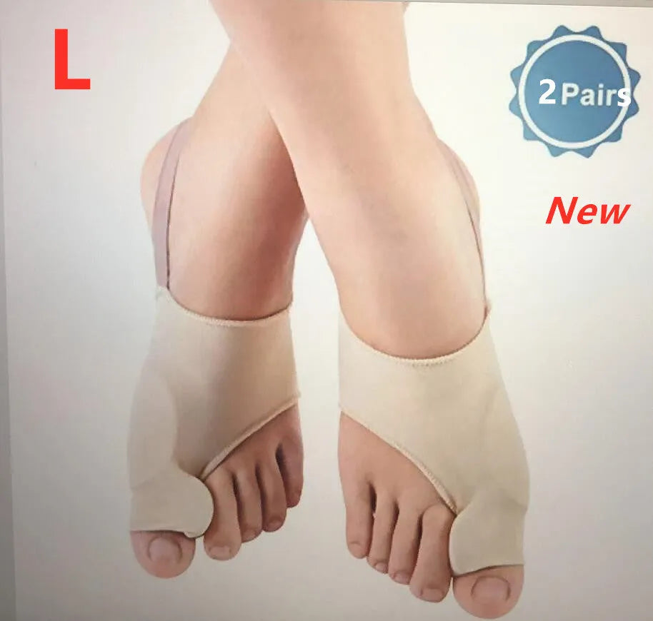 Corrective bunion sock with grey gel pad and silicone toe separator on a stretch fabric base.