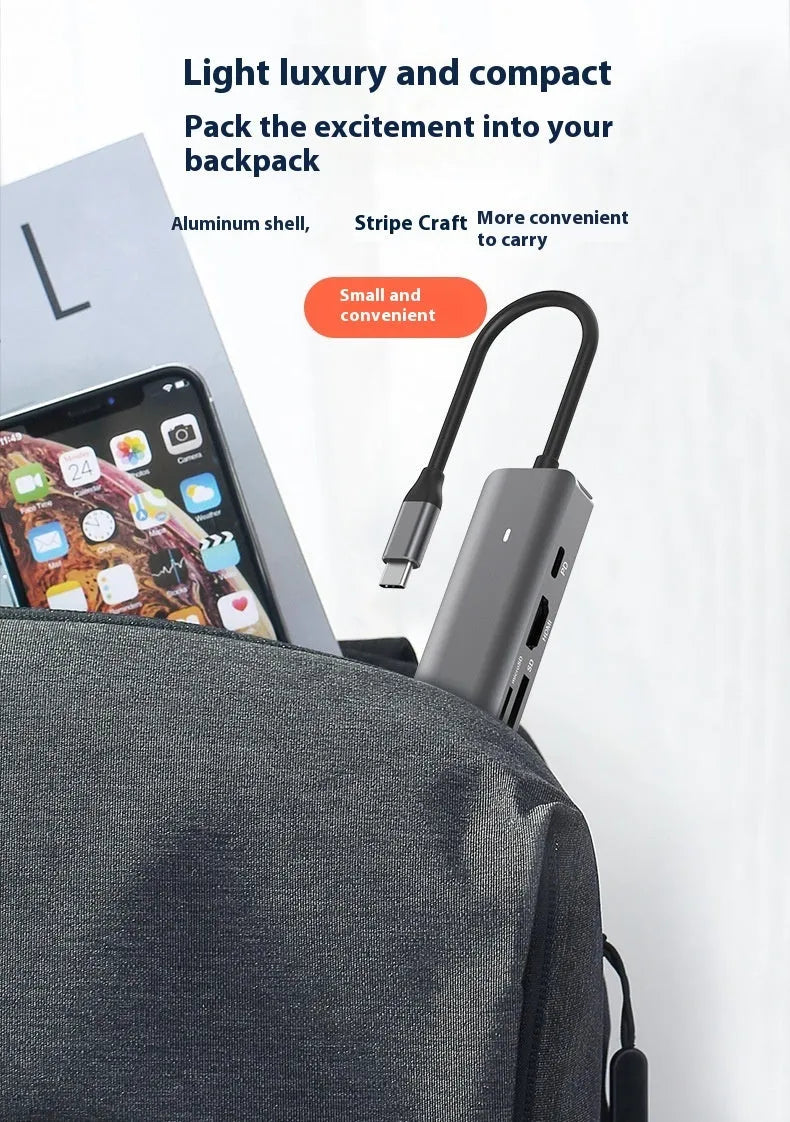LQT-LH07 USB C 7-in-1 hub with HDMI, USB 3.0, SD card reader and Power Delivery charging port