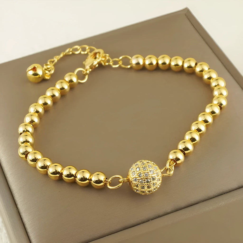 Women's heart-shaped copper bracelet with zircon stones in Arabic style design