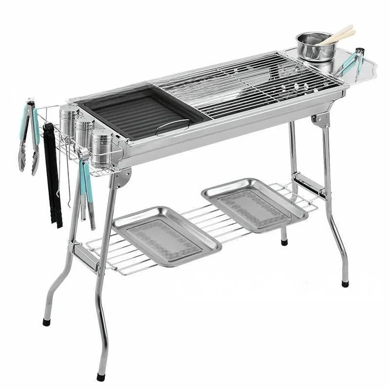 Stainless steel portable folding barbecue oven with dimensions 73x33.5x70cm