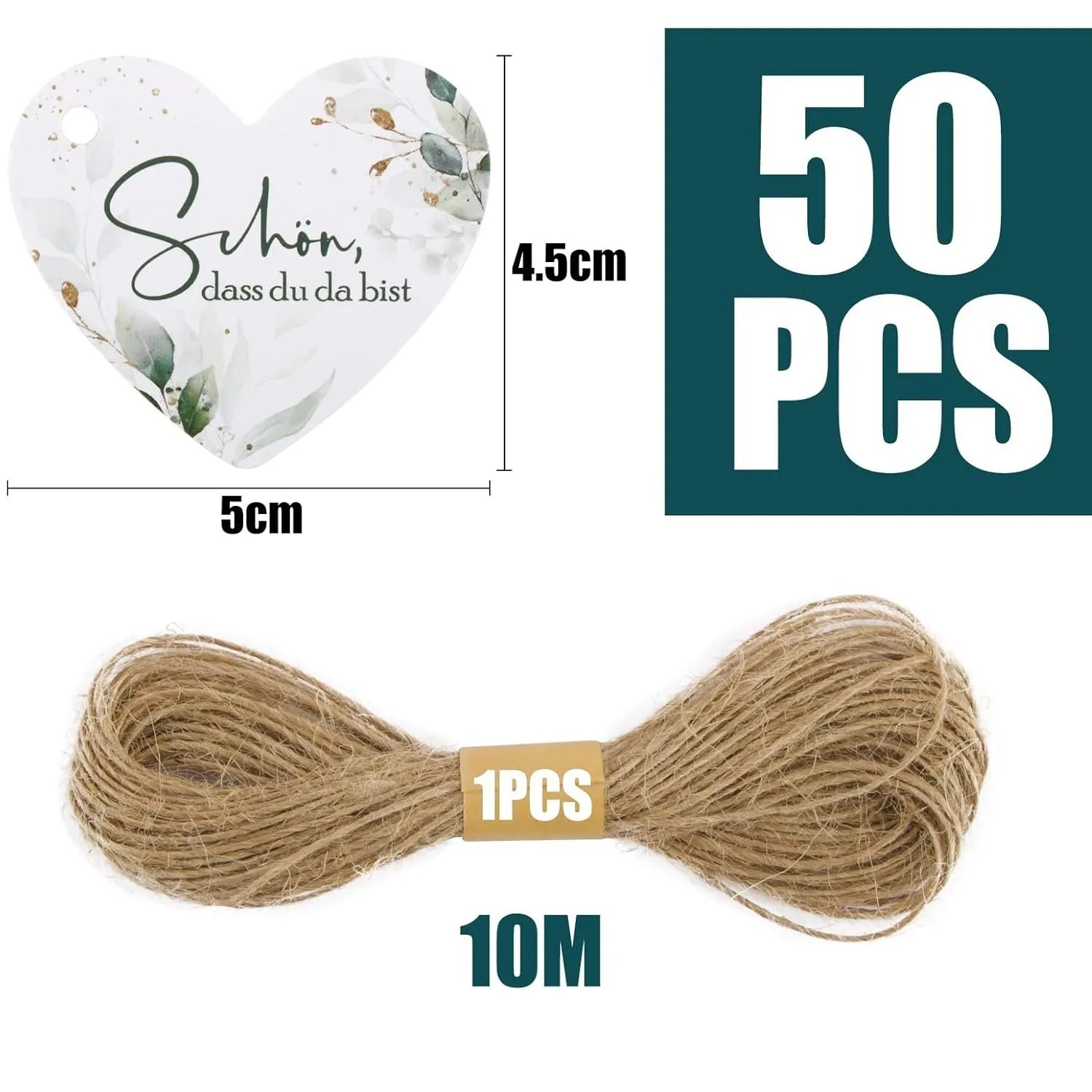 Pack of 50 floral design heart-shaped paper gift tags in two colour style options.