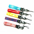 25cm wide short mobile phone lanyard with 2-in-1 hooks, printed polyester ID card wrist strap in mixed colours