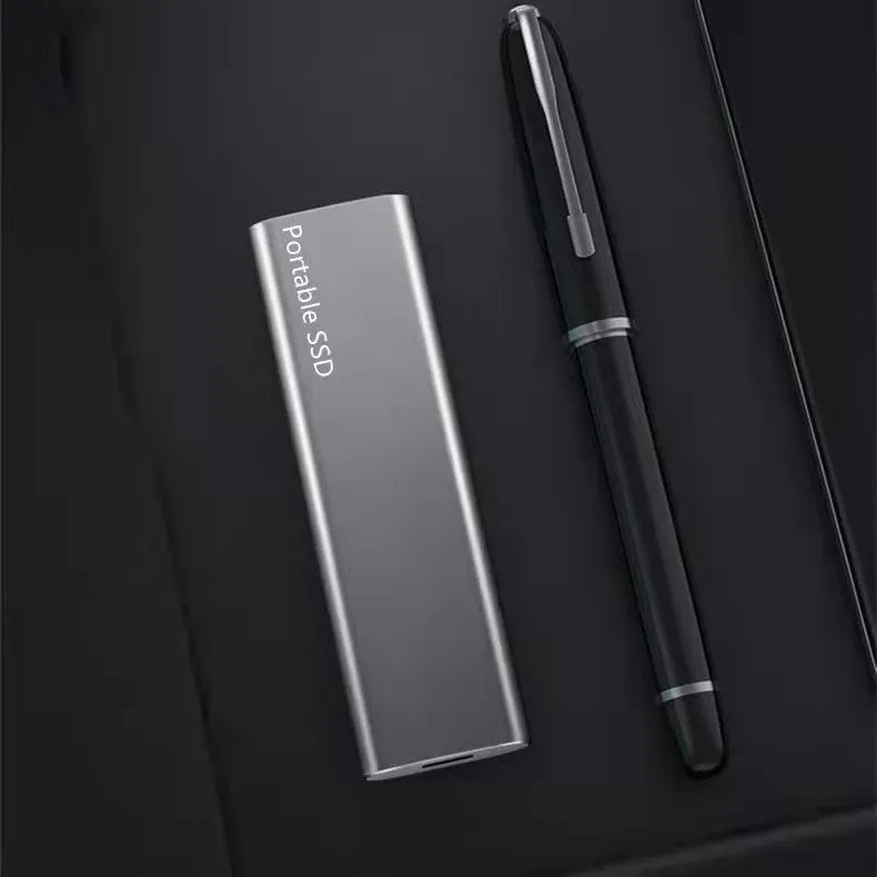 Red metal-cased mobile SSD expansion hard disk with ultra-thin portable design