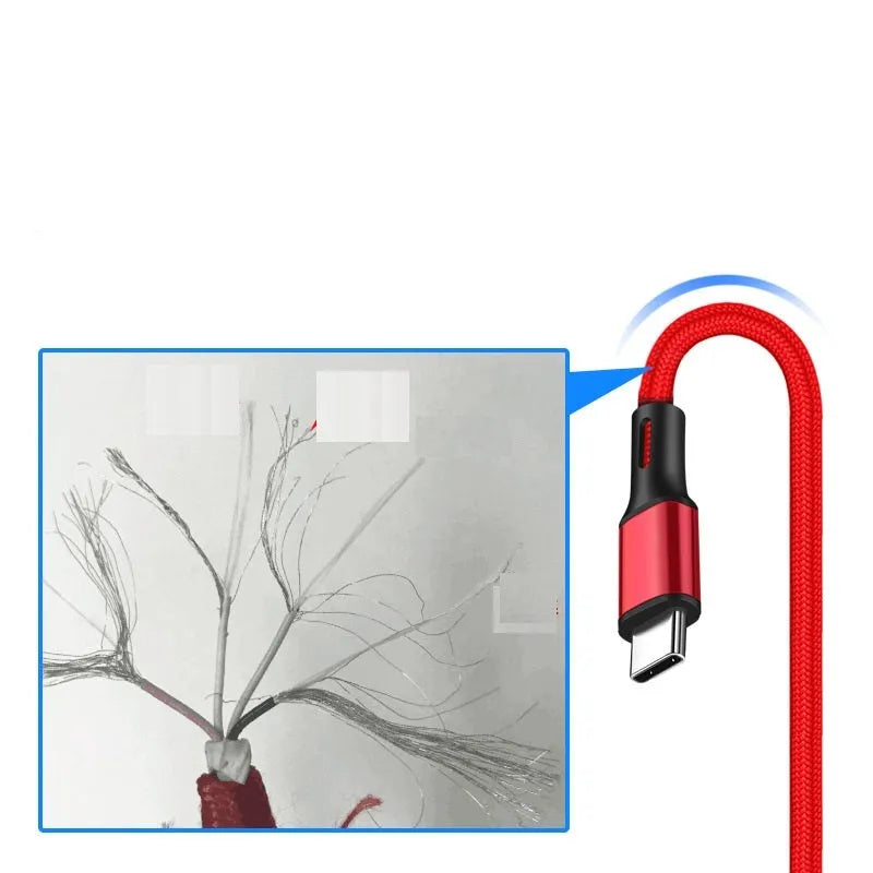 2m mobile phone charging cable with TYPE-C connector in multiple colour options