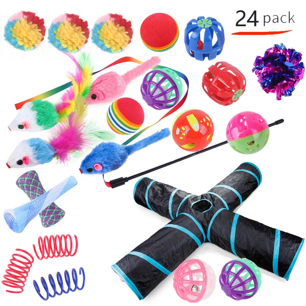Plastic cat channel toy maze with colourful tracks and accessories for feline play