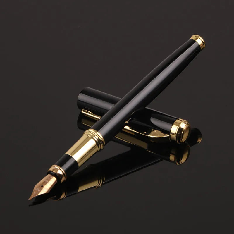 Red and black metal fountain pens with 0.5mm Yijin nibs for business writing