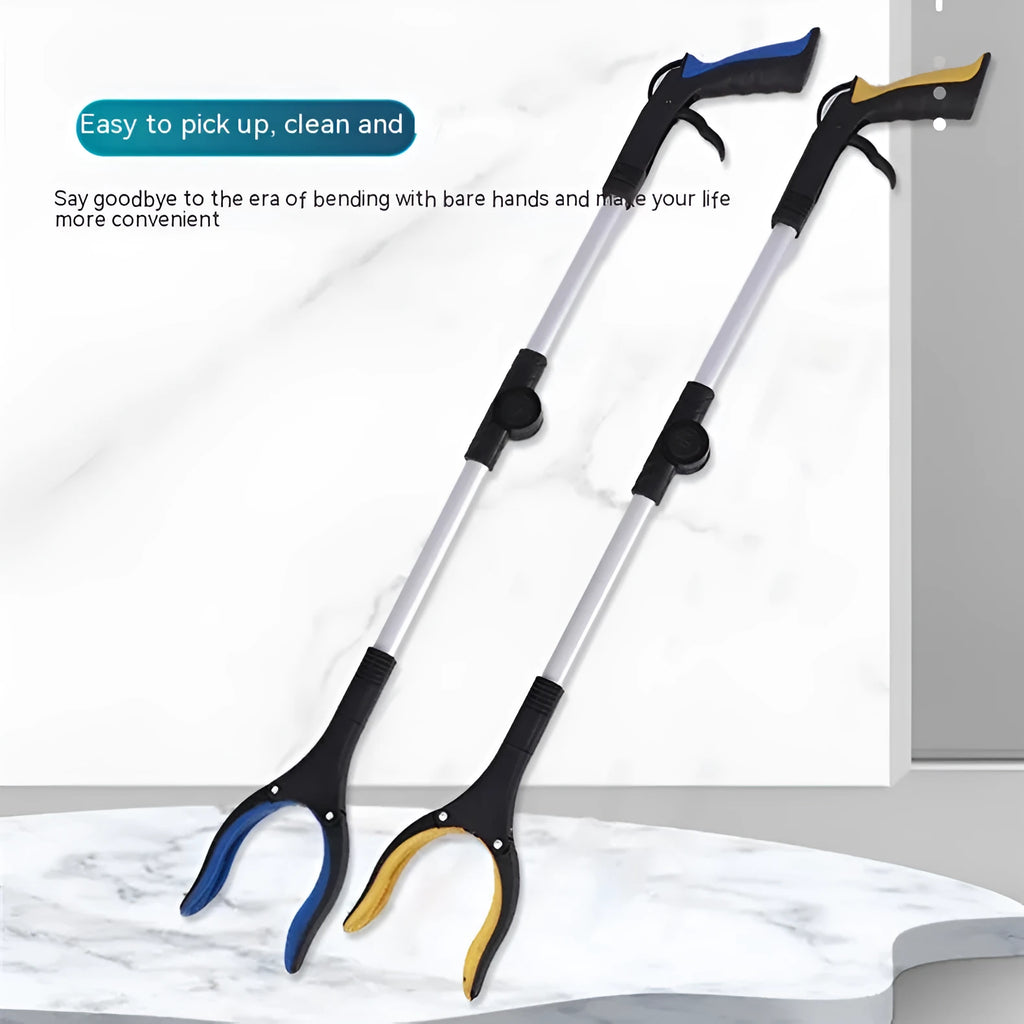 Foldable aluminium rubbish clamp with extended 80cm length and coloured handle