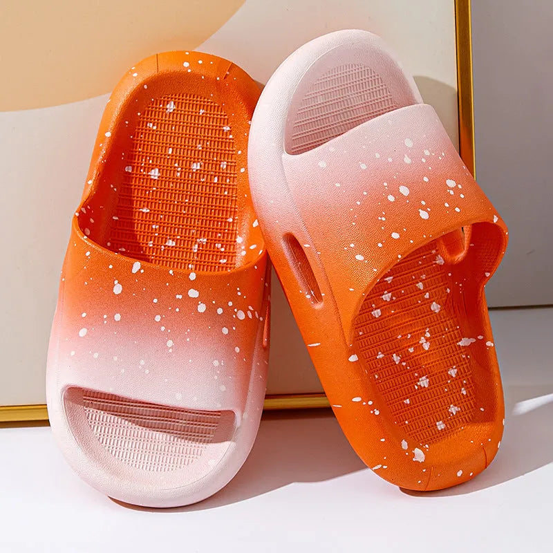 Gradient colour PVC summer slippers for children with non-slip soles