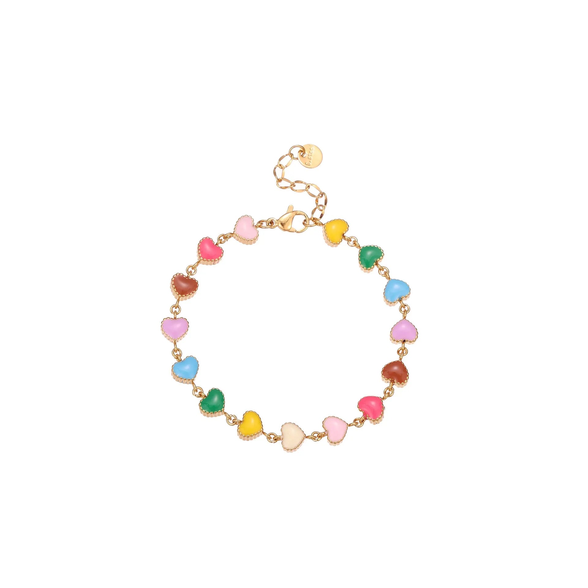 Women's titanium steel bracelet with love heart pendant in gold or steel electroplated finish