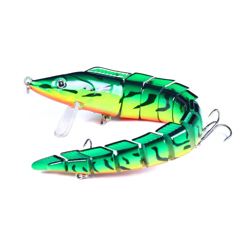 Multi-section jointed soft plastic loach fishing lure measuring 23cm, shown in one of five JM029 series colours.
