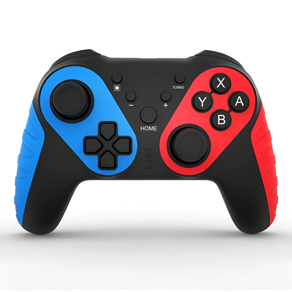 Red and blue wireless Bluetooth gamepad for Nintendo Switch and PC, model STK-7032SN.